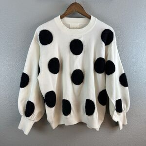 all:row Polka Dot Oversized Sweater Balloon Sleeves Crew Neck Capsule Minimalist